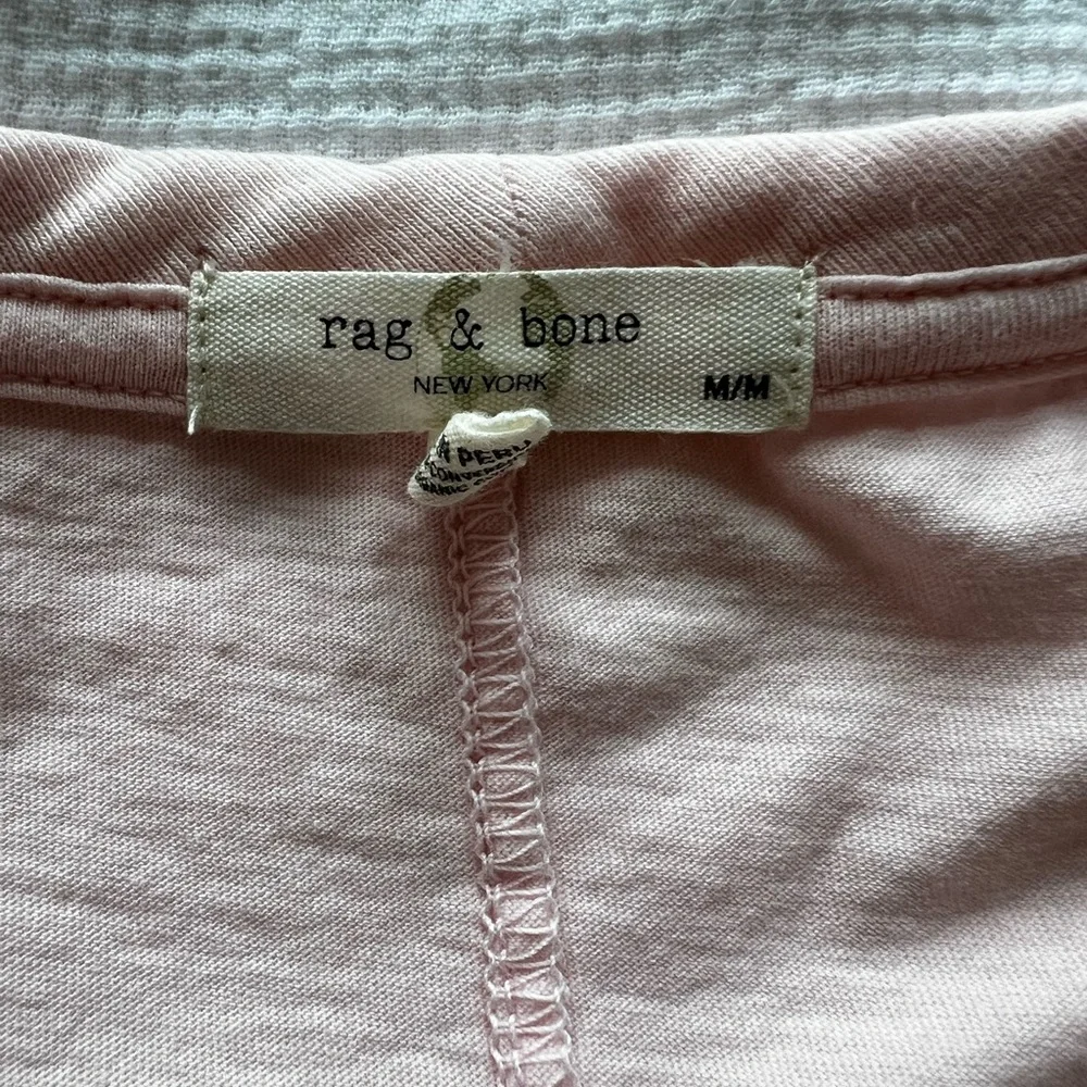 rag & bone Light Pink V-Neck Short Sleeve Top